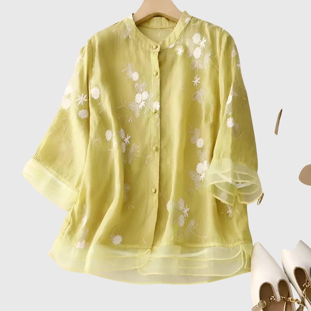 Nellie™ | Haut Élégant avec Fleurs Brodées