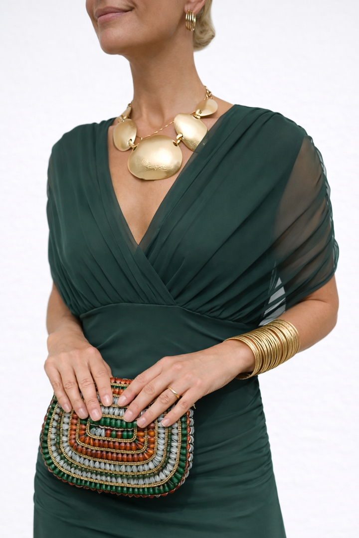 Velora | Robe longue à fleurs avec encolure en V