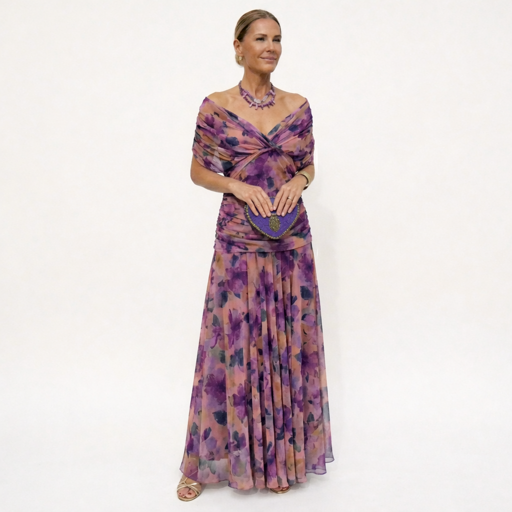 Velora | Robe longue à fleurs avec encolure en V