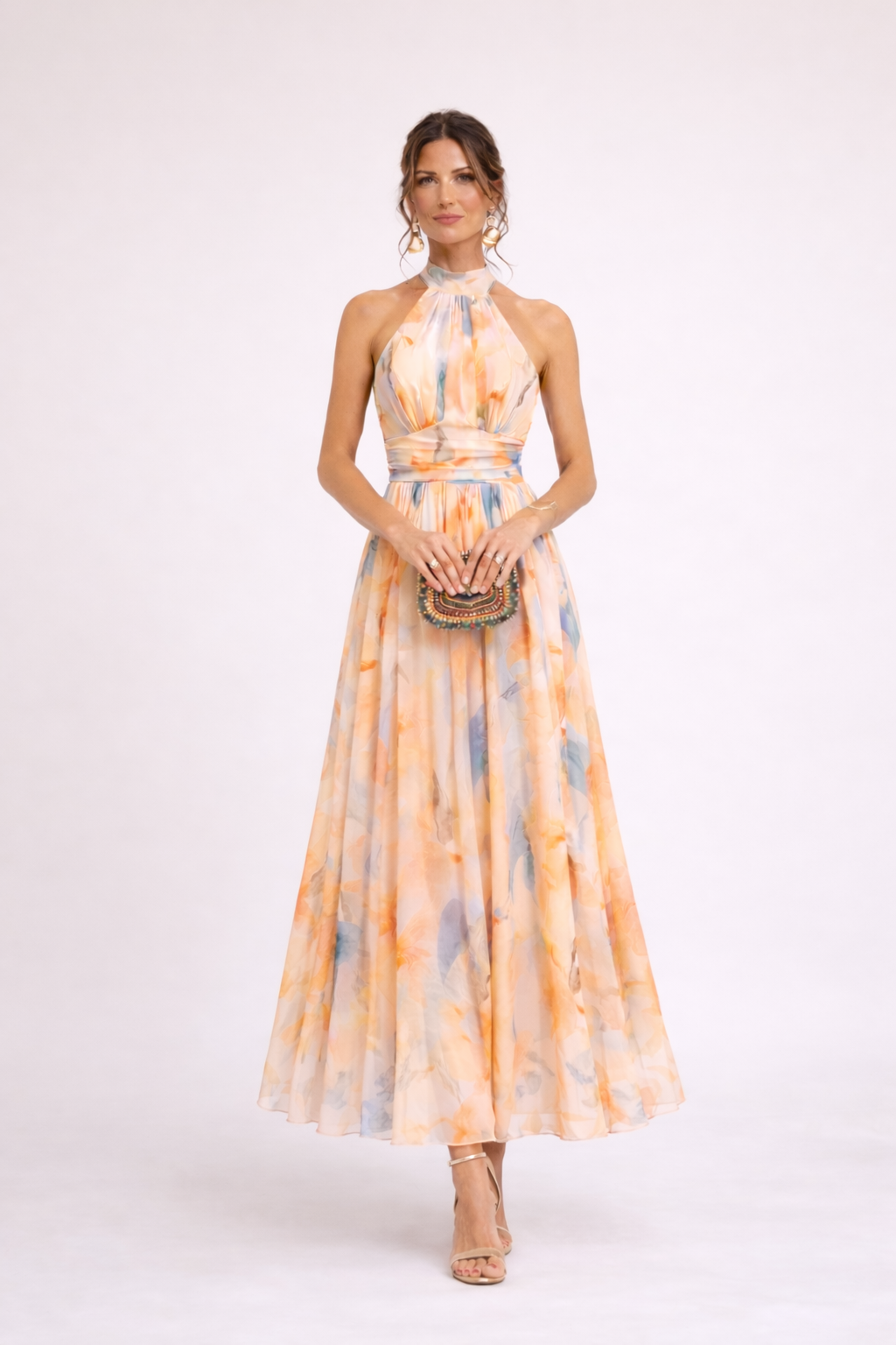 CAMILLE™ | Robe Halter Aquarelle