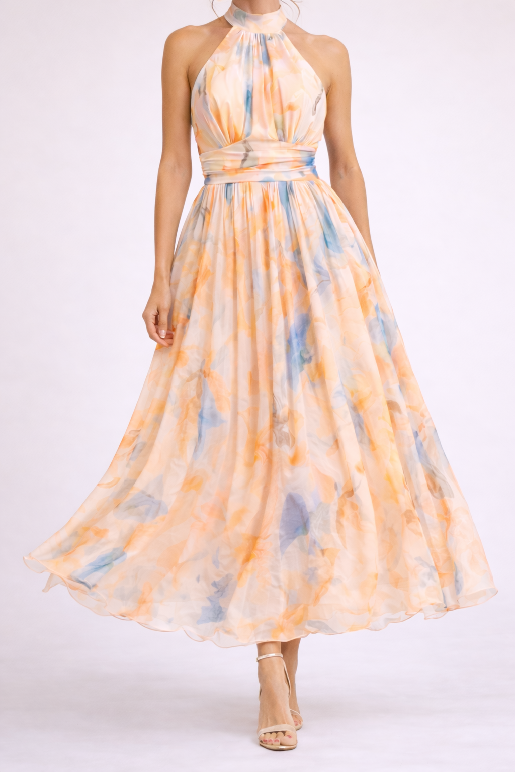 CAMILLE™ | Robe Halter Aquarelle