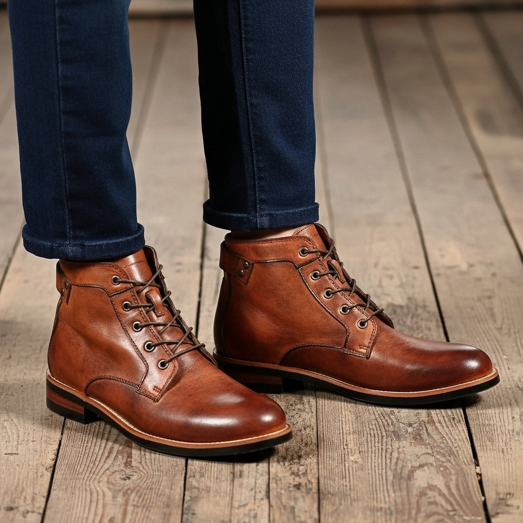 Fanum | Bottes pour Hommes à Bout Rond Rétro