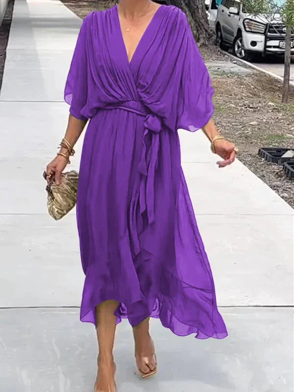 Keira™ | Robe élégante en mousseline avec encolure en V