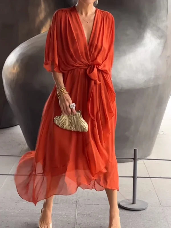 Keira™ | Robe élégante en mousseline avec encolure en V