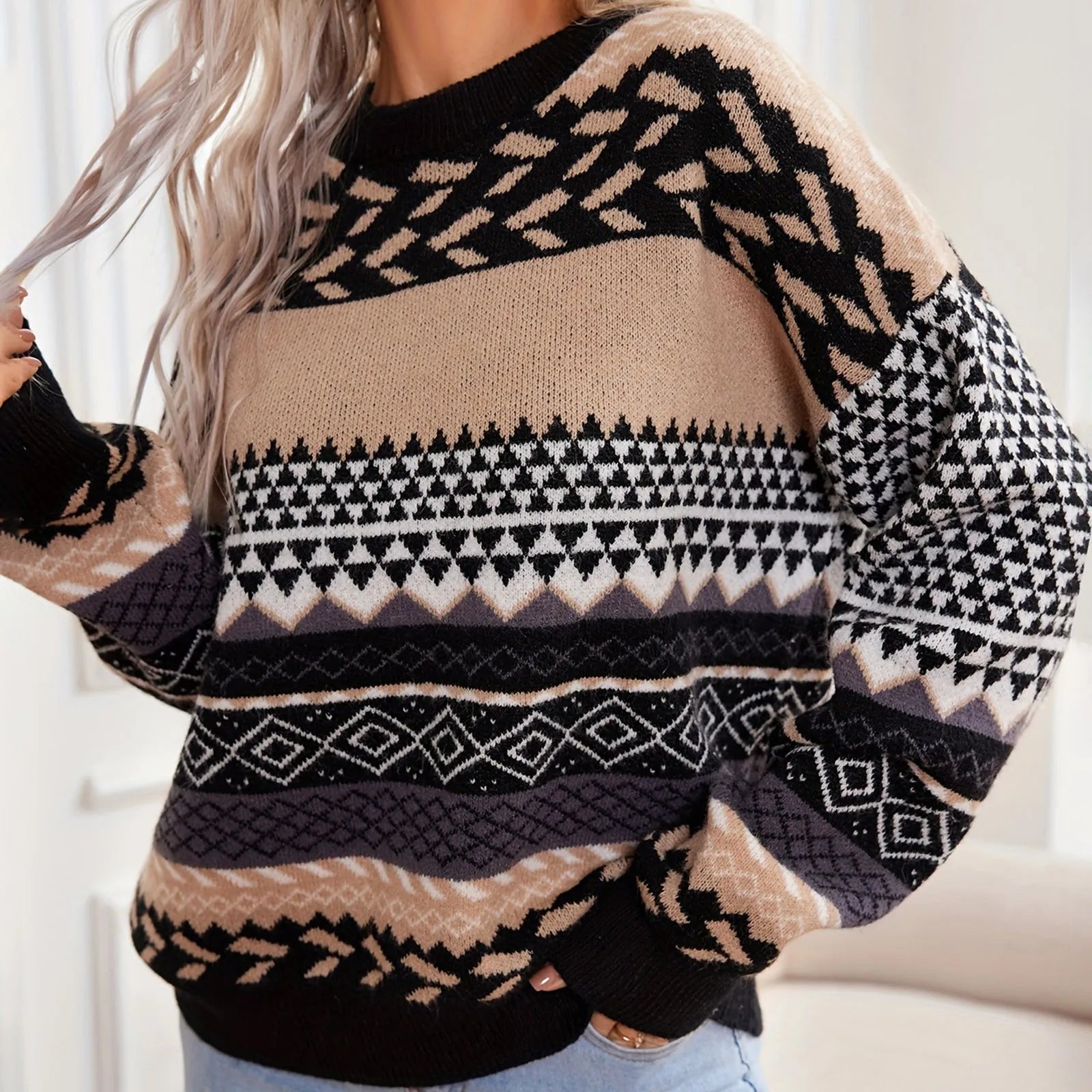Haze | Pull en tricot rétro à contraste