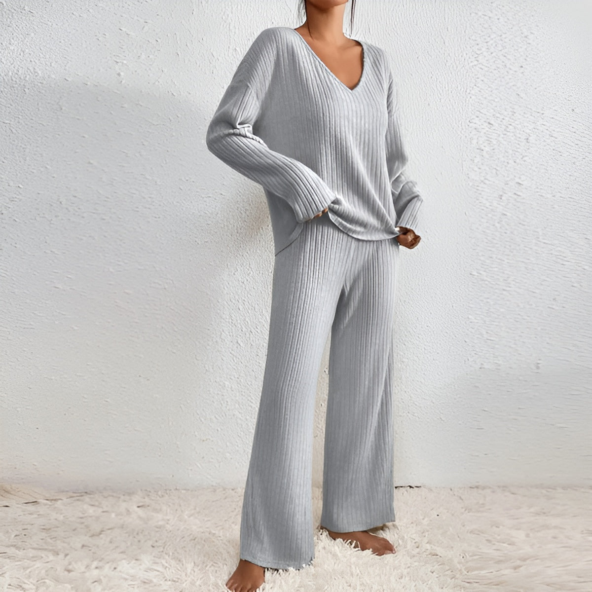 Isla | Ensemble de Pull à Col V Rayé