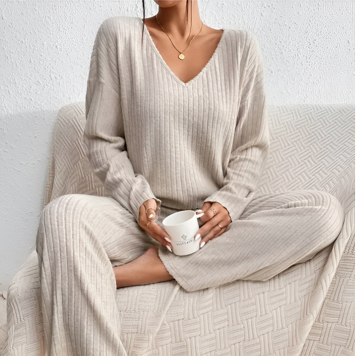 Isla | Ensemble de Pull à Col V Rayé