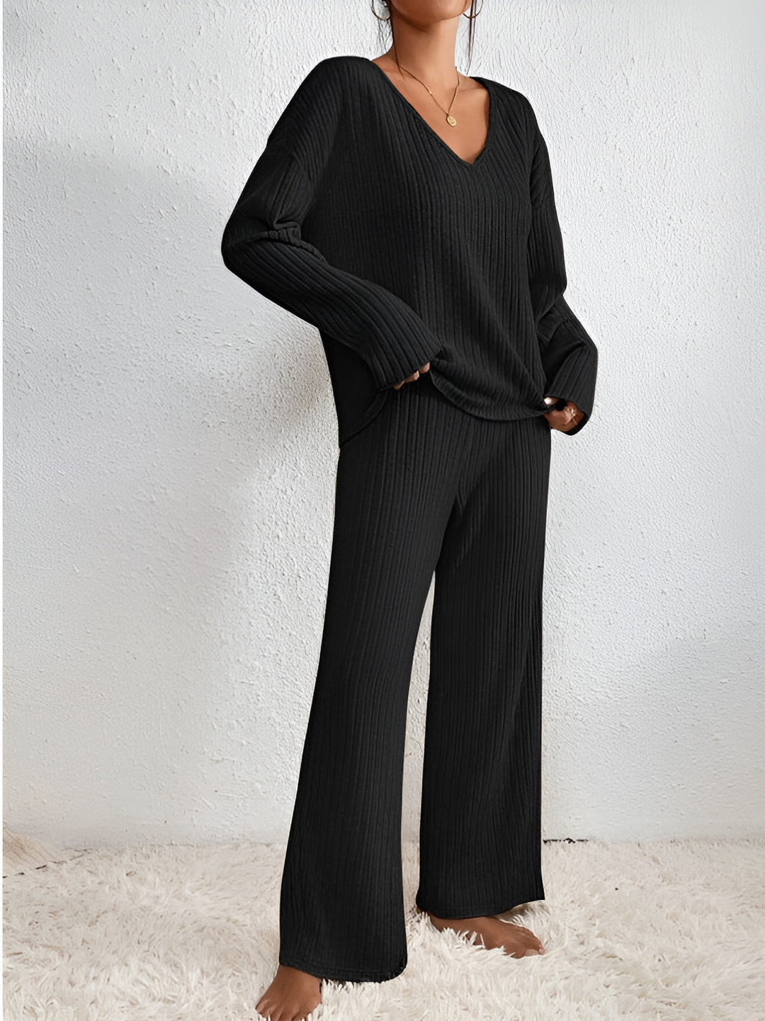 Isla | Ensemble de Pull à Col V Rayé