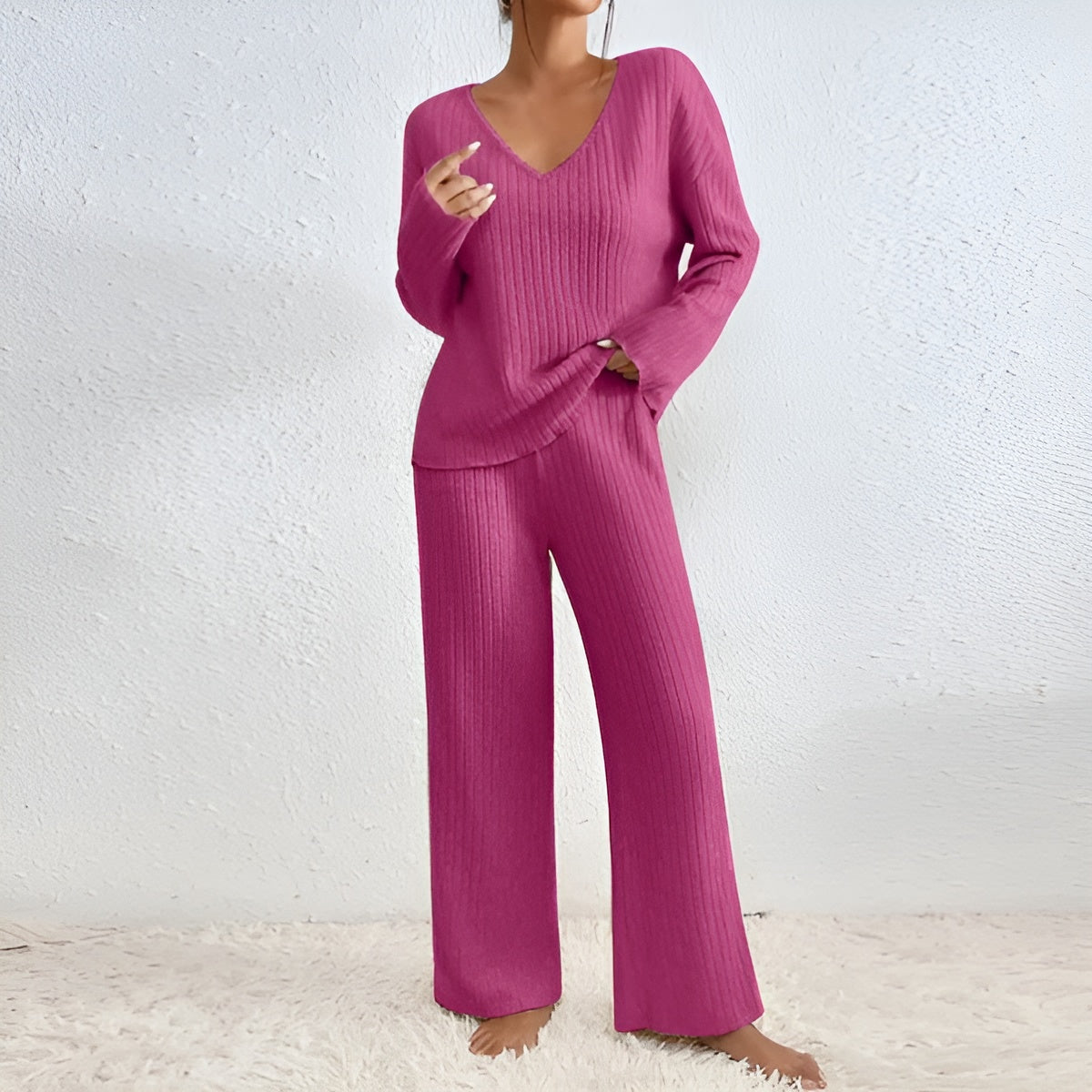 Isla | Ensemble de Pull à Col V Rayé