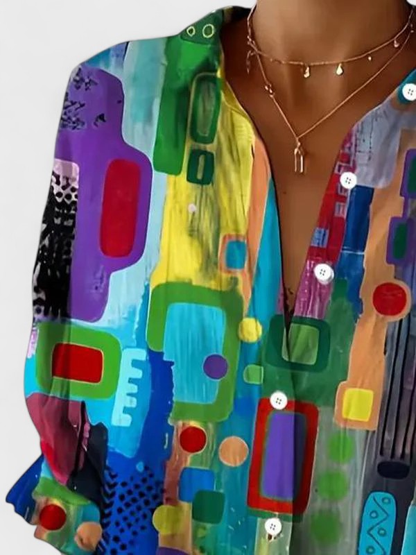 Rose™ | Blouse Élégante à Motif Géométrique